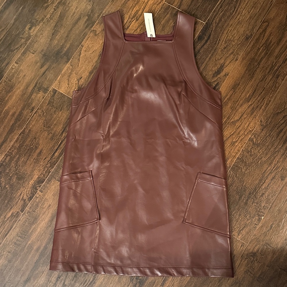 Anthropologie Maeve Burgundy Faux Leather Top